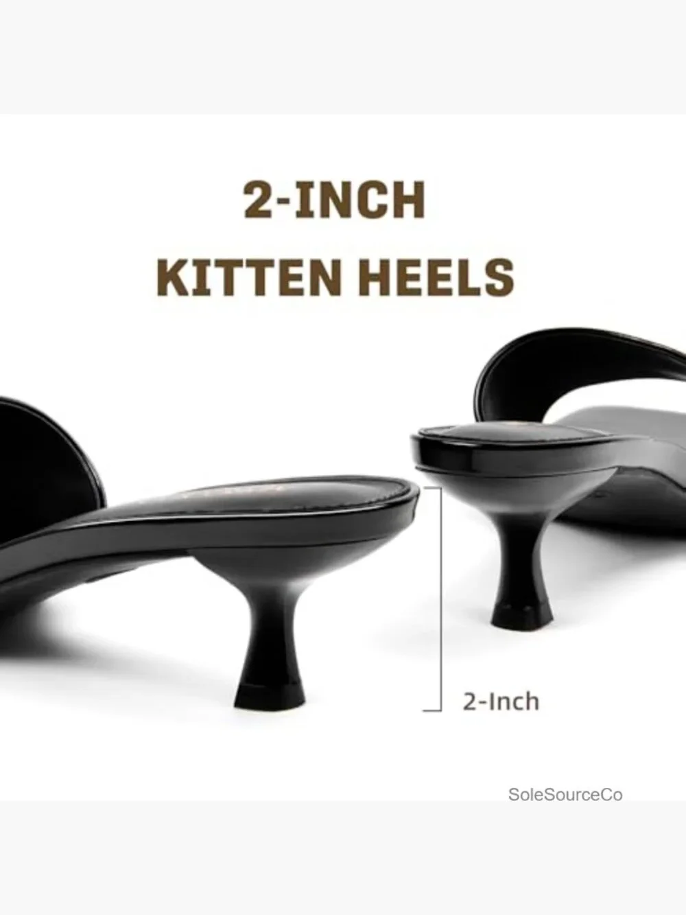 Kitten Heels Sandals Low Heels Square Open Toe Slip-On Mules Dressy Comfortable
